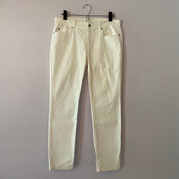Eileen Fisher White Jeans Pants Mid Rise Skinny Tapered Straight Women's size 8 - Picture 1 of 13